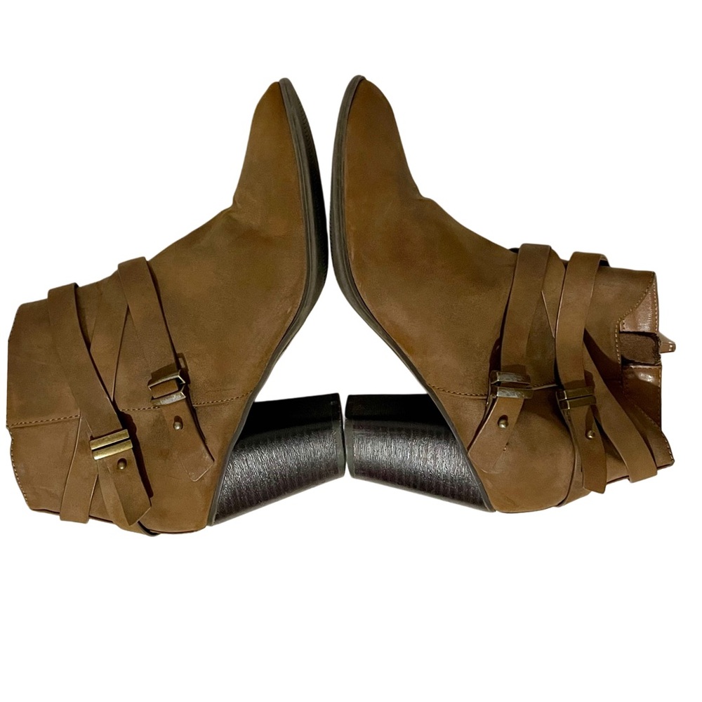 Dark Brown Casual High Heel Buckled Booties Ankle Boots Side Zipper Size 9 - Picture 12 of 15